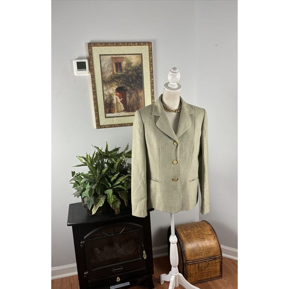 Le Suit Jacket Long Sleeve 3 Button Women's 10 Lined Collared Padded Shoulders